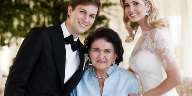 Ivanka Trump’s 96-year-old grandmother Marie Zenicova, surrounded by Ivanka and her husband Jared Kushner.