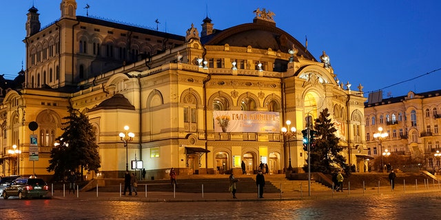 A general view shows the Ukrainian National Opera House in Kiev, Ukraine, February 27, 2016.  