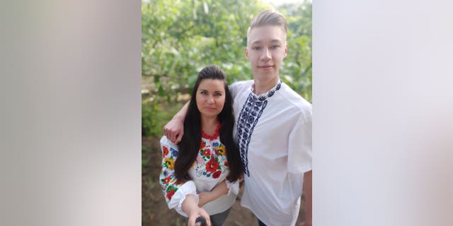 Matthew Frantsuzhan is seen in this photo with his mother, Olga. Matthew's mother and father have left war-torn Ukraine; they're now in Dubai.