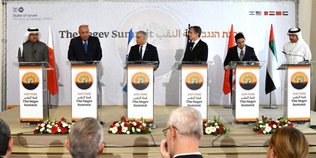 Blinken and top diplomats from Israel and four Arab states held a landmark meeting to discuss issues from Iran nuclear talks to the global shockwaves of Russia's Ukraine war.