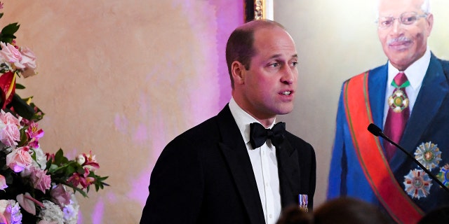 Prince William delivering a speech in Jamaica on Wednesday.