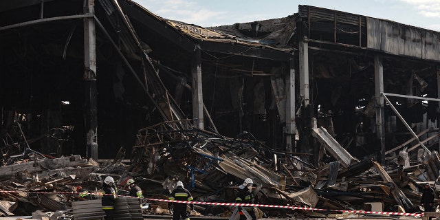 Food warehouse destroyed as a result of shelling by the Russian troops, Brovary, Kyiv Region, north-central Ukraine on March 29, 2022.