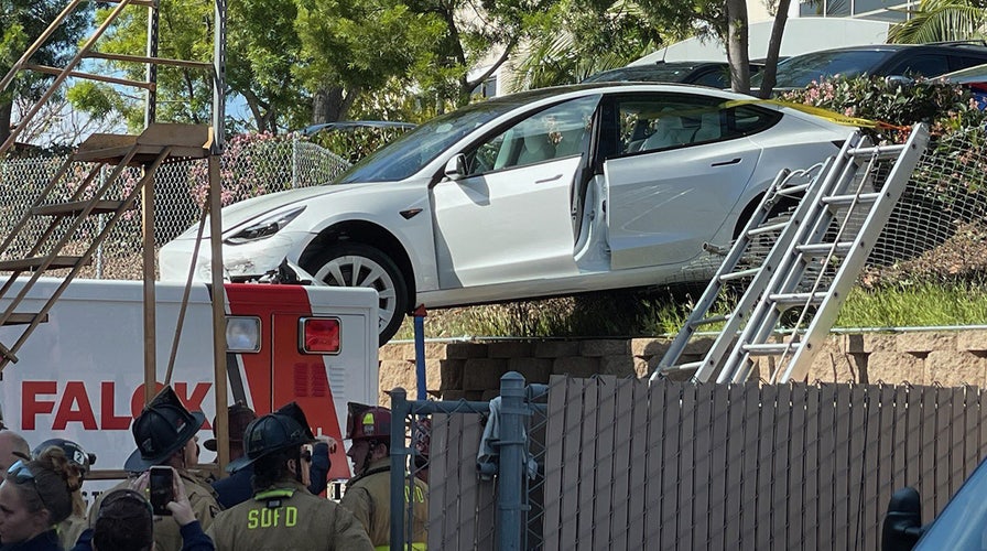 Police search for suspect in California Tesla stunt gone wrong caught on camera