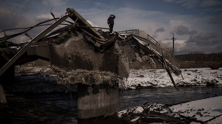 Bridge destroyed in Ukraine