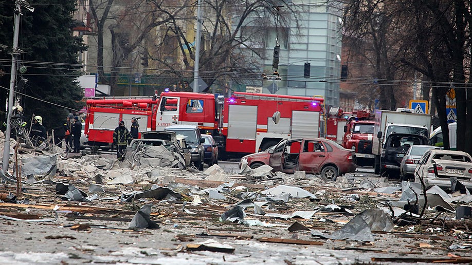 Fire engines after Russian invasion