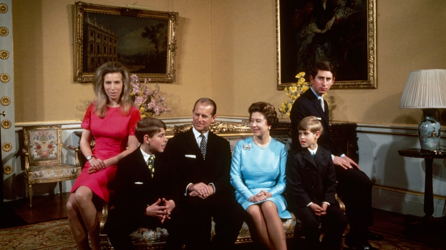 Princess Anne, Prince Andrew, Prince Philip, Queen Elizabeth II, Prince Edward and Prince Charles