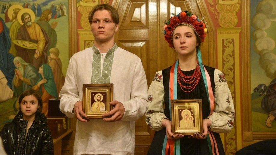 Sviatoslav Fursin and Yaryna Arieva at their wedding ceremony. (Credit: Yayna Arieva)