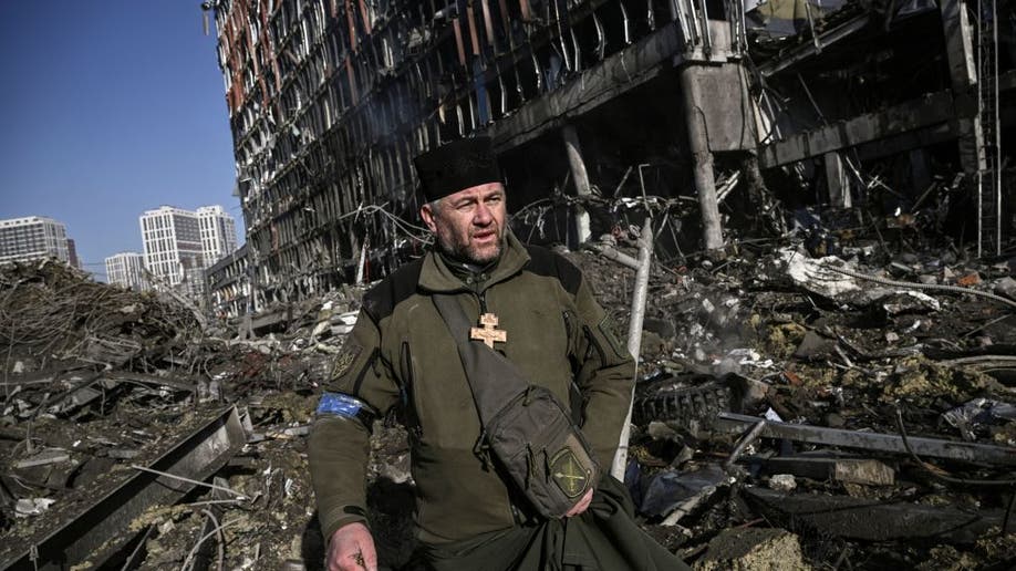 Ukrainian army chaplain near Kyiv