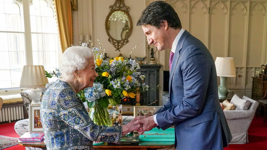 Queen Elizabeth II talks with Justin Trudeau, first in-person meeting since battling COVID