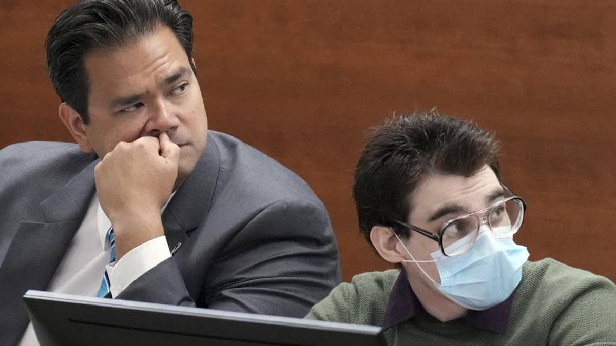 Chief Assistant Public Defender David Wheeler is shown at the defense table with Marjory Stoneman Douglas High School shooter Nikolas Cruz during jury pre-selection in the penalty phase of his trial at the Broward County Courthouse in Fort Lauderdale on Monday, April 4, 2022.