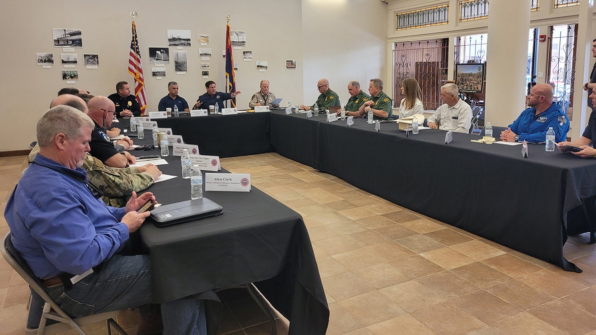 Arizona Gov. Doug Ducey holds a rountable discussion with border patrol officers and other Arizona officials.