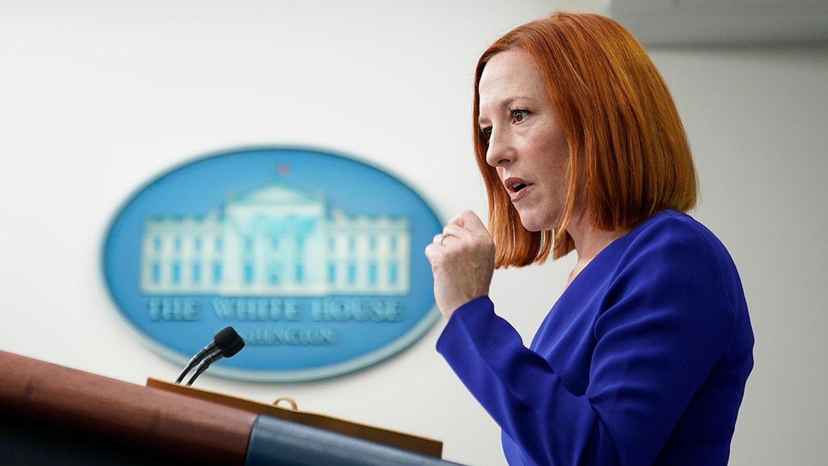 White House press secretary Jen Psaki speaks during a press briefing at the White House, Friday, April 1, 2022, in Washington.