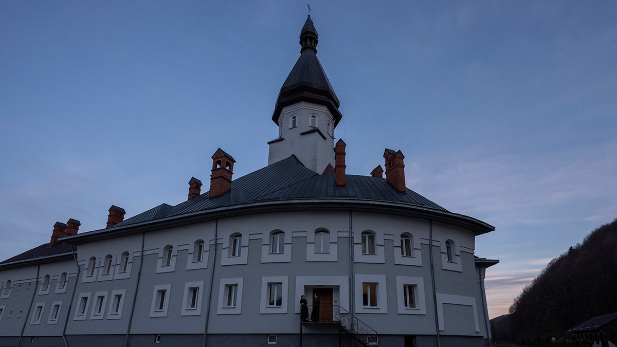 The Hoshiv Women Monastery, where nuns have been taking in families fleeing the war, in Ivano-Frankivsk region, western Ukraine, Wednesday, April 6, 2022.