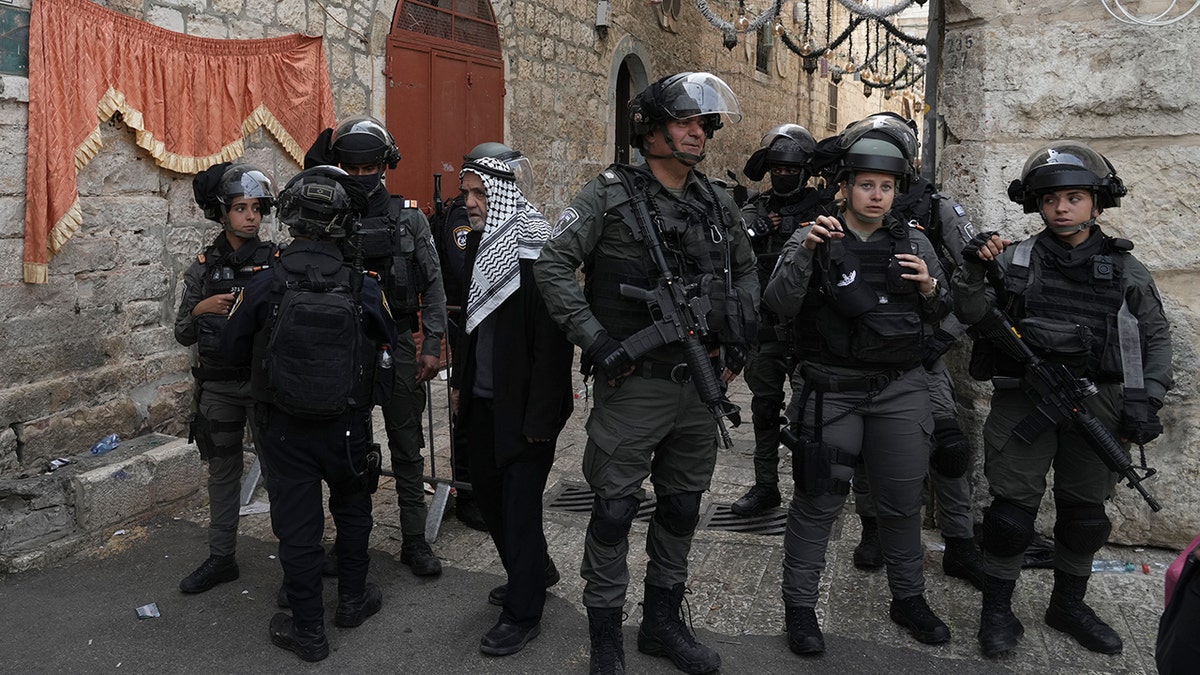 Israeli police are deployed in the Old City of Jerusalem, April 17, 2022.
