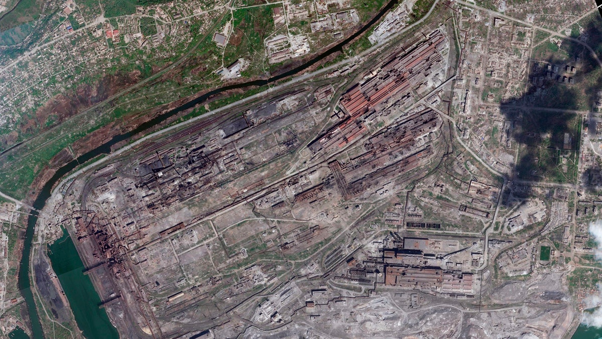 This satellite image from Planet Labs PBC shows damage at the Azovstal steelworks in Mariupol, Ukraine, Wednesday, April 27, 2022.
