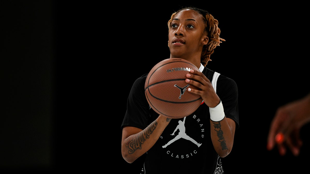 Aaliyah Gayles of Las Vegas, NV shoots a free throw during the Jordan Brand Classic girls game at Hope Student Athletic Center on April 15, 2022 in Chicago, IL. 