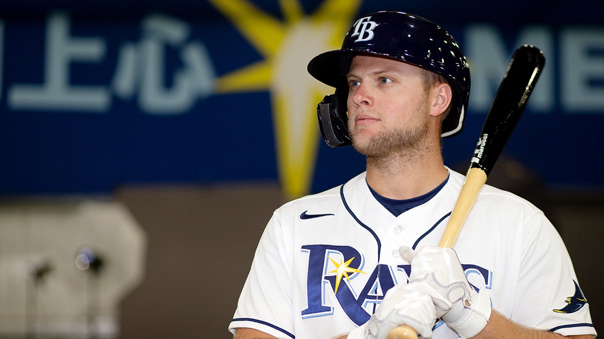 Austin Meadows #17 of the Tampa Bay Rays poses for a photo during the Tampa Bay Rays Photo Day at Charlotte Sports Park on Thursday, March 17, 2022 in Port Charlotte, Florida.