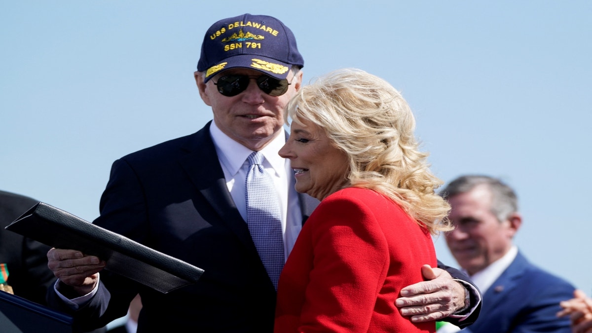 Joe and Jill Biden at USS Delaware ceremony