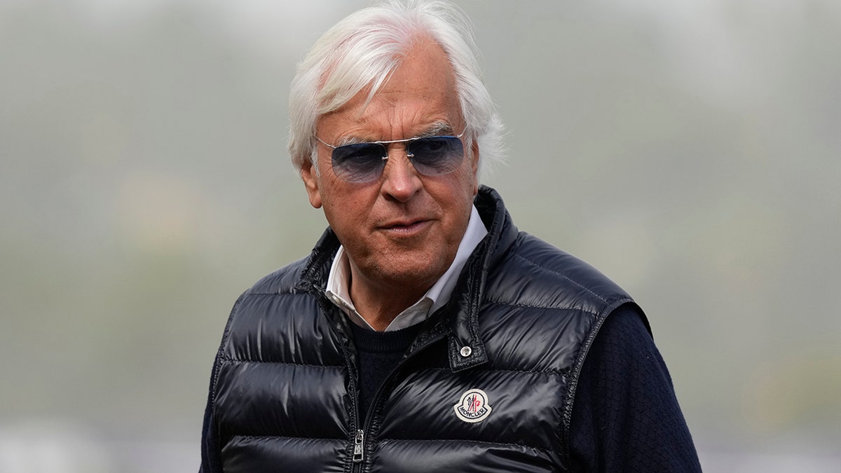 FILE - Trainer Bob Baffert waits for the Breeders' Cup horse races at Del Mar racetrack in Del Mar, Calif., Nov. 5, 2021. The Kentucky Court of Appeals on Friday, April 1, rejected Baffert’s motion for emergency relief from a 90-day suspension.