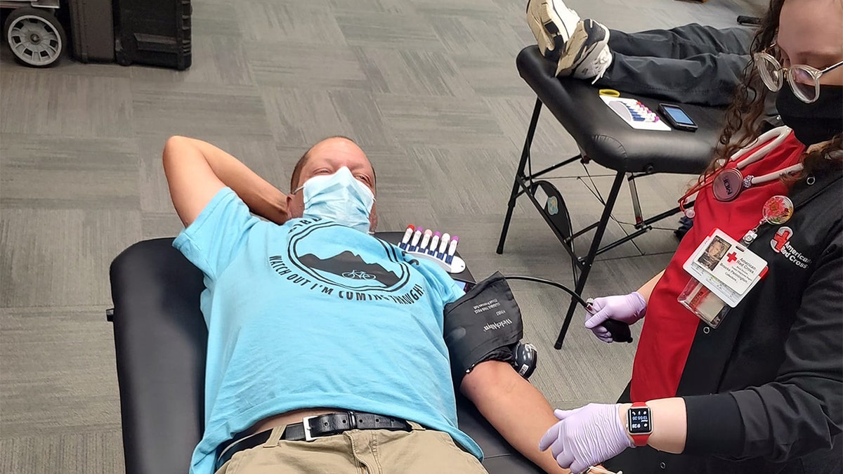 Bob Barnes donating blood