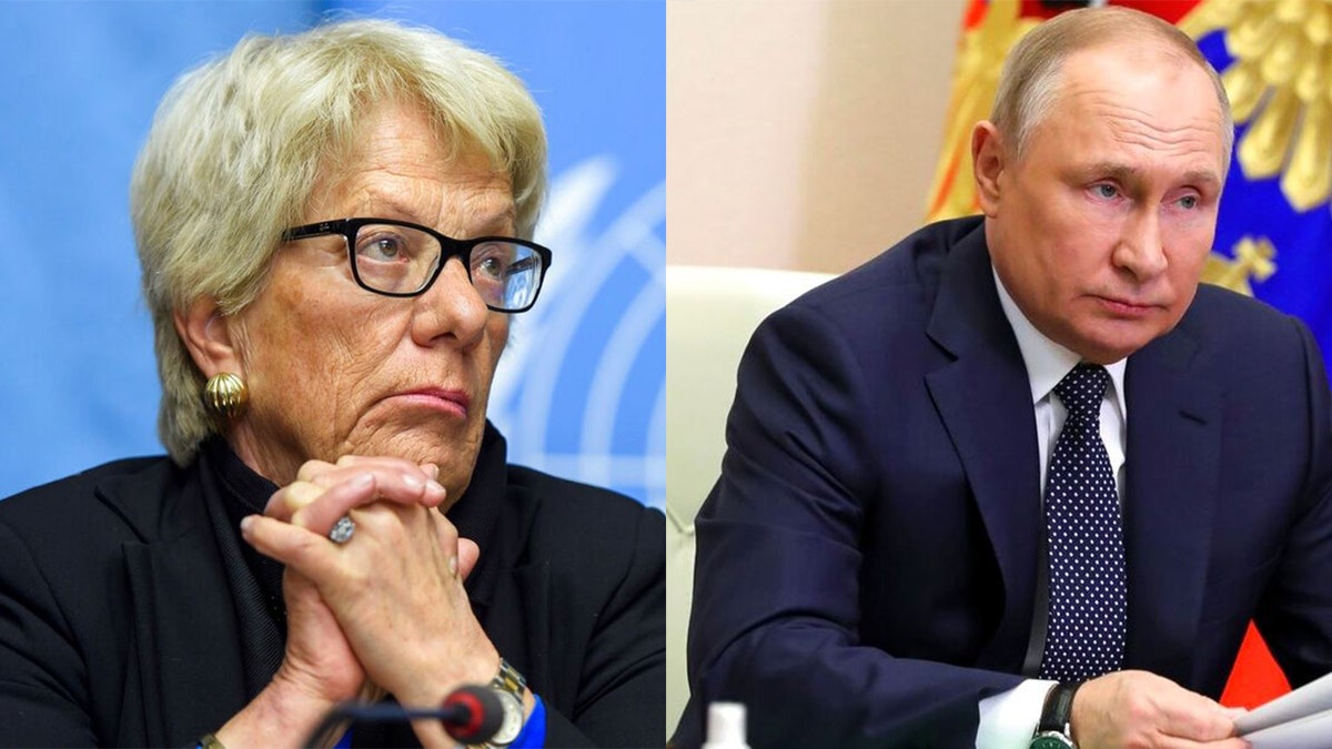 Left, former U.N. chief prosecutor, Carla del Ponte, and Russian President Vladimir Putin. 