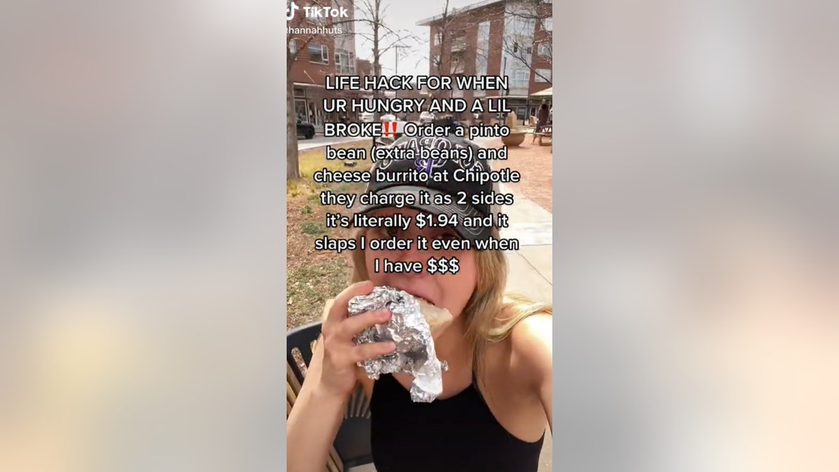 Hannah Hutson eating a burrito
