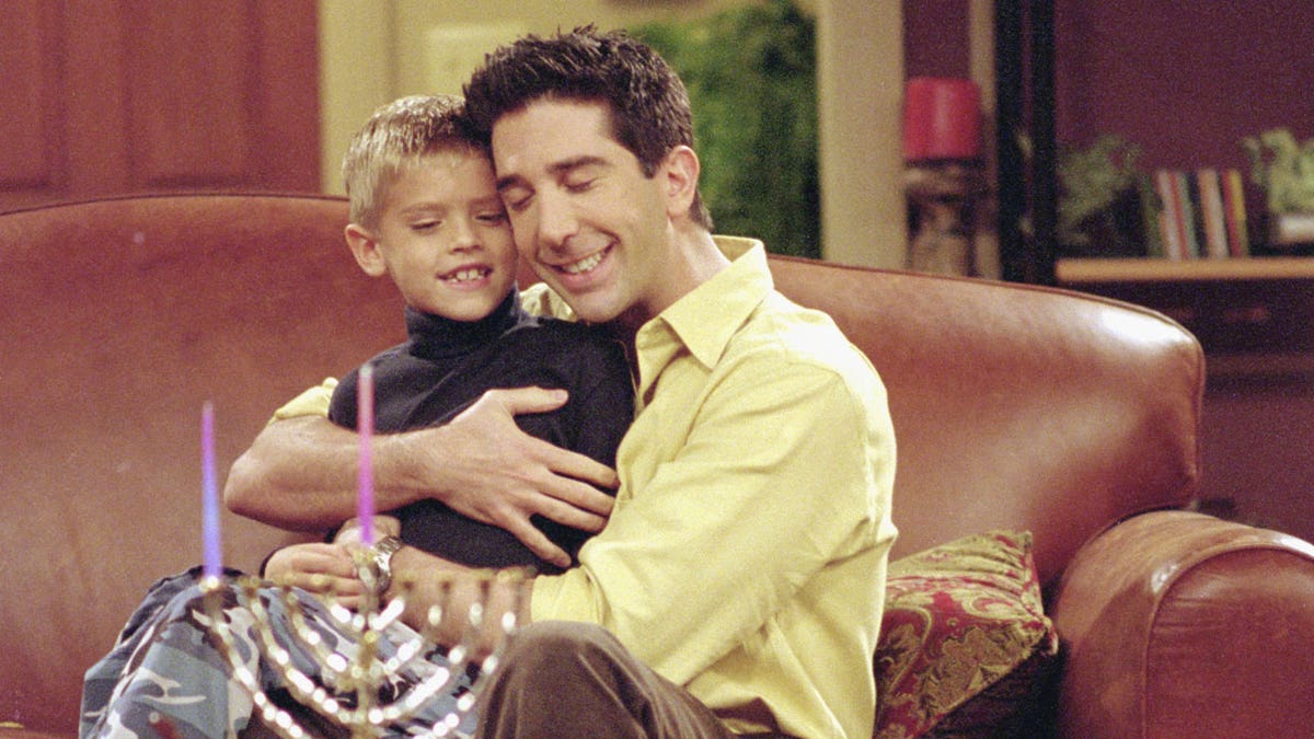 Cole Sprouse and David Schwimmer in "Friends."