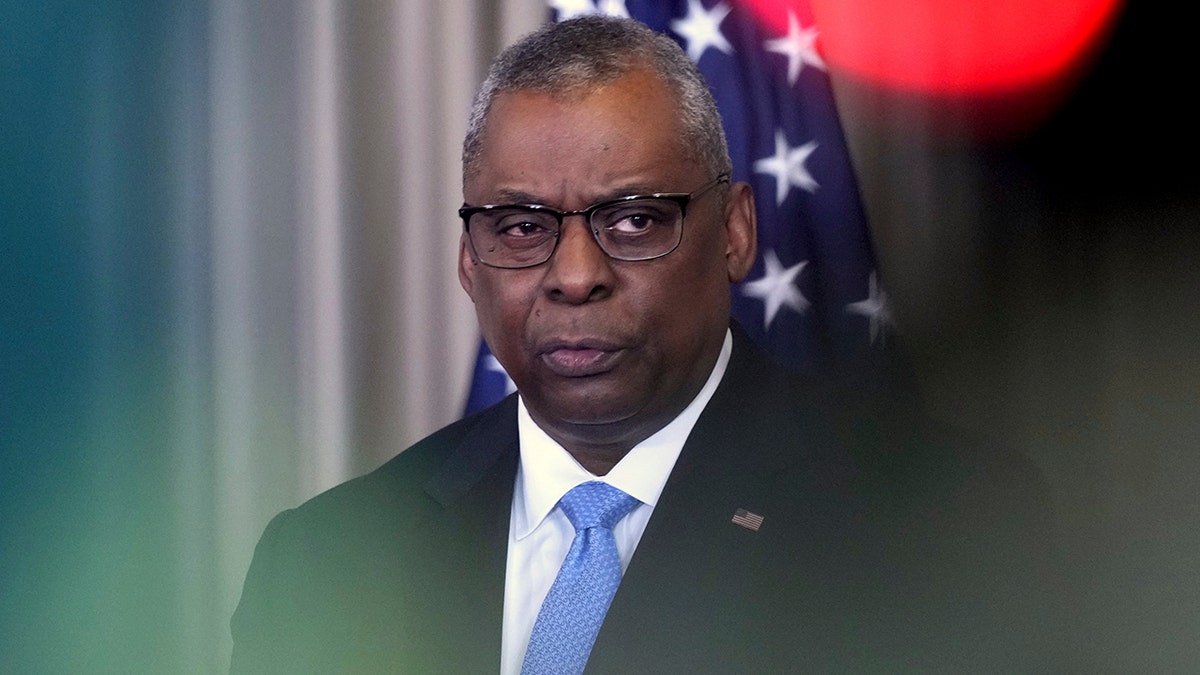 U.S. Secretary of Defense, Lloyd Austin, addresses the media during a press conference after the meeting of the Ukraine Security Consultative Group at Ramstein Air Base in Ramstein, Germany, Tuesday, April 26, 2022. (AP Photo/Michael Probst)