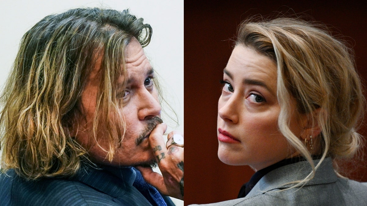 Johnny Depp and Amber Heard in a Fairfax, Va., courtroom.