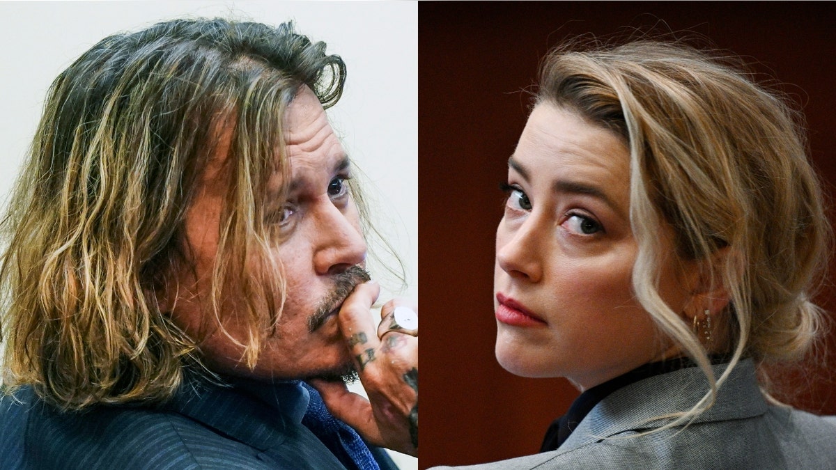 Johnny Depp and Amber Heard in a Fairfax, Va., courtroom.