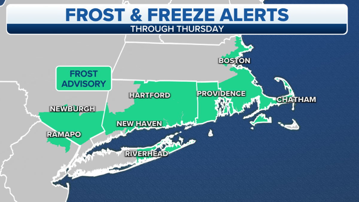 Map of frost and freeze alerts