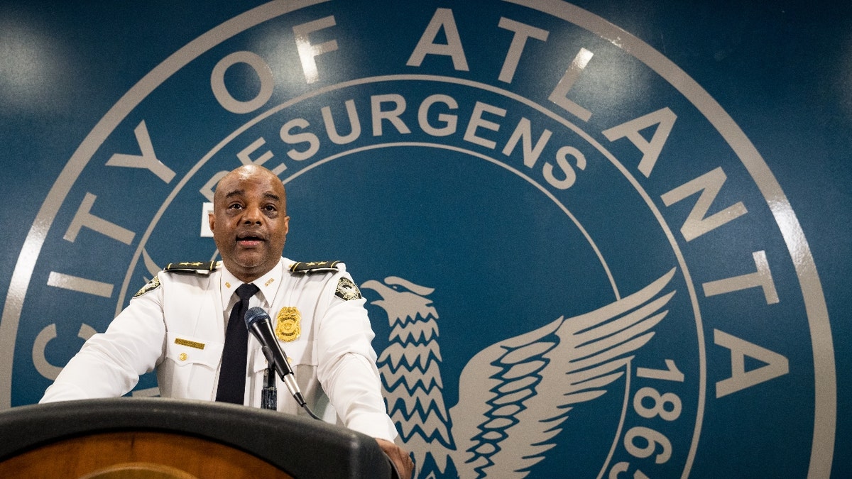 ATLANTA, GA - MARCH 18: Deputy Chief Charles Hampton Jr. speaks at a news conference on March 18, 2021 in Atlanta, Georgia. Suspect Robert Aaron Long, 21, was arrested after a series of shootings at three Atlanta-area spas left eight people dead on Tuesday night, including six Asian women.(Photo by Megan Varner/Getty Images)