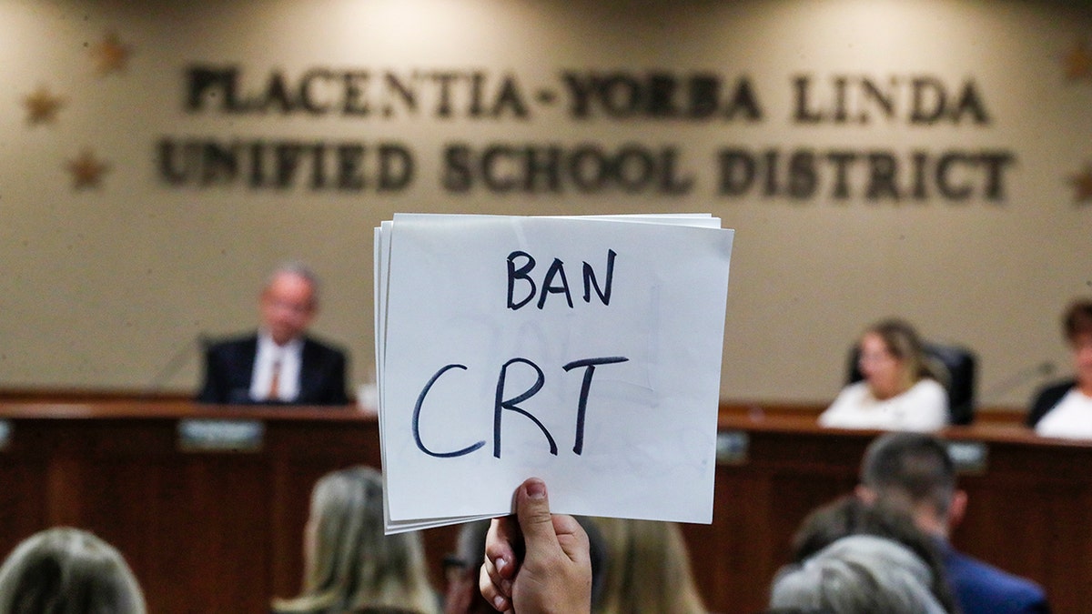 Yorba Linda, CA, Tuesday, November 16, 2021 - The Placentia Yorba Linda School Board discusses a proposed resolution to ban teaching critical race theory in schools. ?Robert Gauthier/Los Angeles Times via Getty Images)