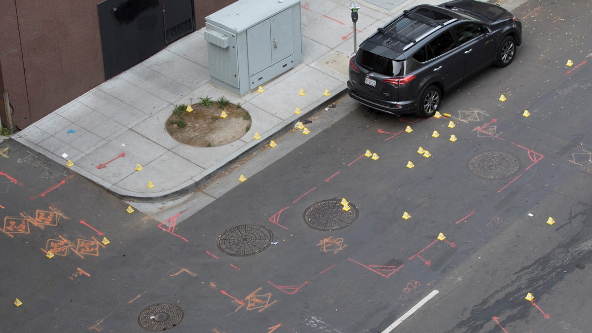 Photo taken on April 3, 2022 shows the site of a shooting in Sacramento, California, the United States. Six people were killed and at least nine others were wounded in a shooting in downtown Sacramento.