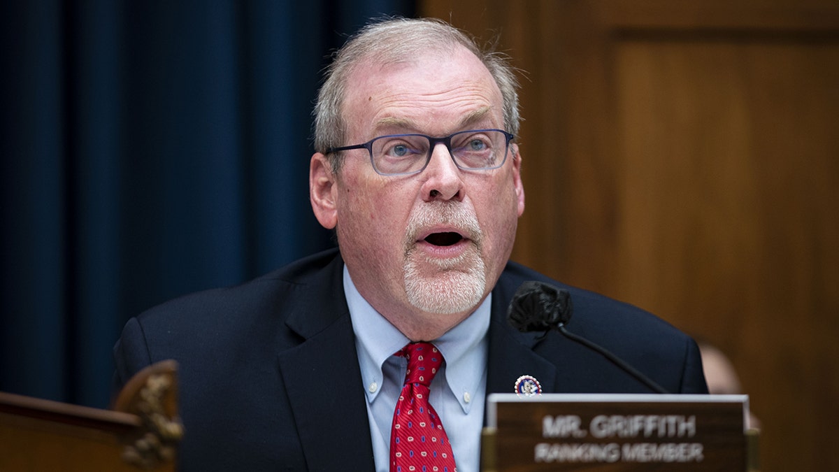 Representative Morgan Griffith, a Democrat from Virginia and ranking member of the House Energy and Commerce Subcommittee on Oversight and Investigations, speaks during a hearing in Washington, D.C., U.S., on Wednesday, April 6, 2022. Executives at some of the world's biggest oil companies are saying on high gasoline prices that they need the government's help in securing more drilling permits to help lower consumers' costs.