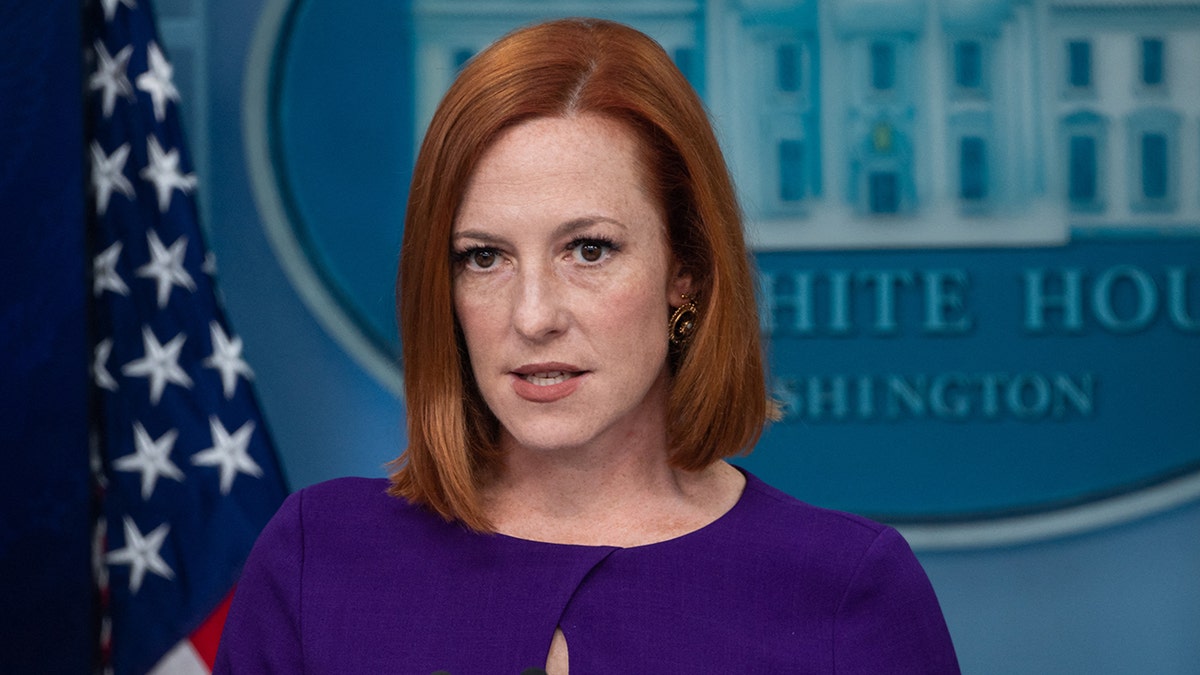 White House Press Secretary Jen Psaki speaks during a press briefing in the James S Brady Press Briefing Room at the White House in Washington, DC, on April 26, 2022.