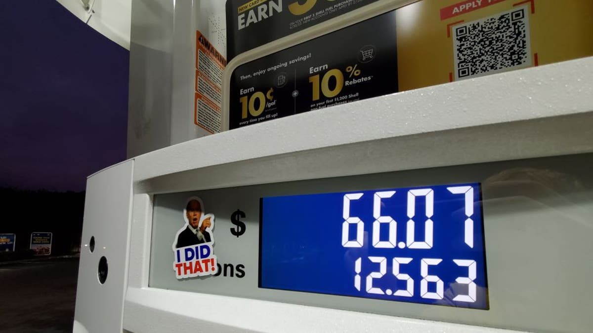 Photo of high gas prices with Joe Biden sticker