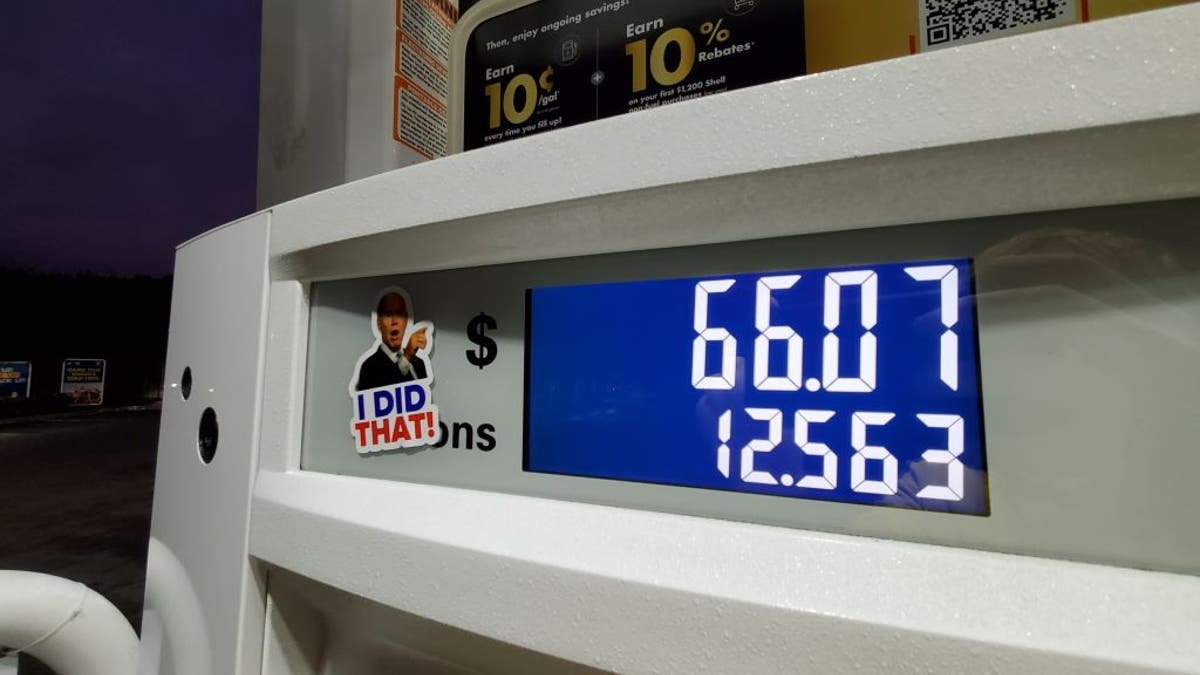 Biden sticker on gas pump