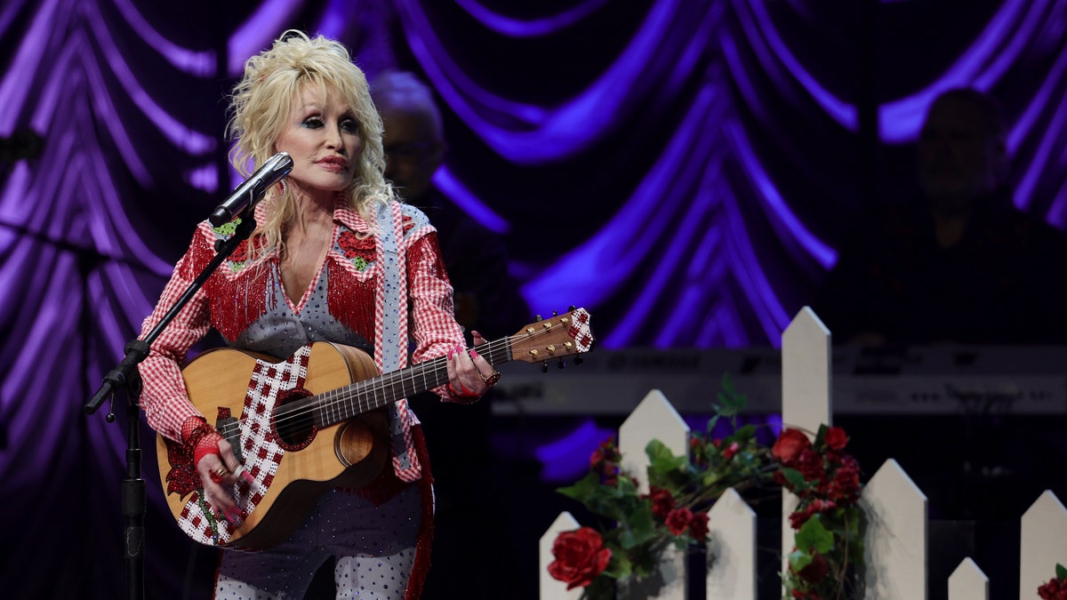 Dolly Parton performs on stage at ACL Live during Blockchain Creative Labs’ Dollyverse event at SXSW during the 2022 SXSW Conference and Festivals ?on March 18, 2022 in Austin, Texas.