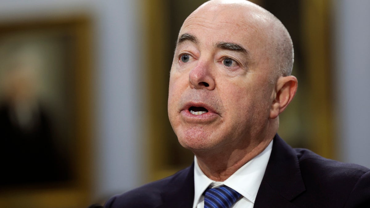 U.S. Homeland Security Secretary Alejandro Mayorkas testifies before a House Appropriations Subcommittee on April 27, 2022 in Washington, DC.