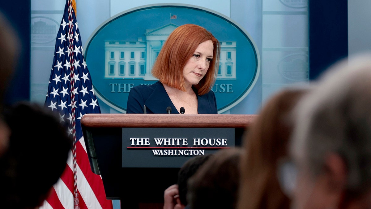 WASHINGTON, DC - APRIL 28: White House Press Secretary Jen Psaki speaks at a daily press conference in the James Brady Press Briefing Room of the White House on April 28, 2022 in Washington, DC. During the briefing Psaki took questions on U.S. President Joe Biden's possible future student loan forgiveness legislation and President Biden's request for further aid for Ukraine from Congress. (Photo by Anna Moneymaker/Getty Images)