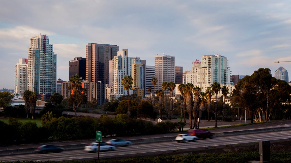 A view of the city skyline in San Diego, California.