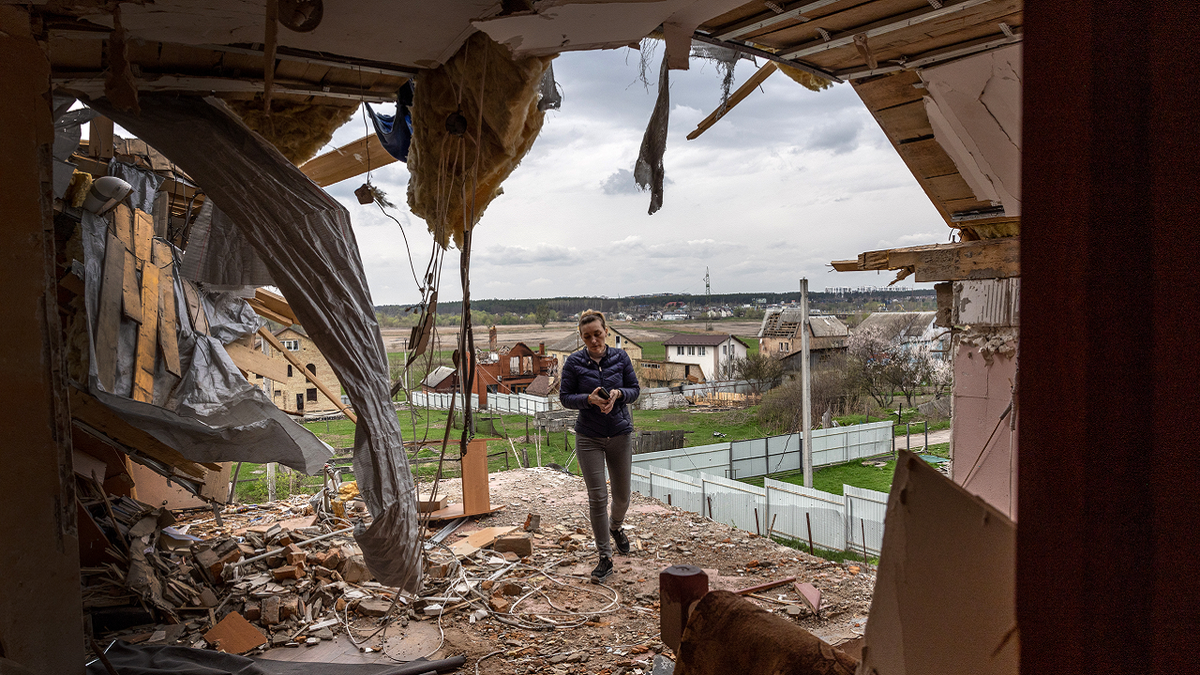 Ukraine destruction, outside Kyiv