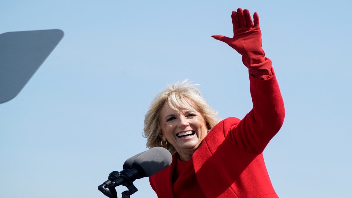 First lady Jill Biden participates in a US Navy ceremony