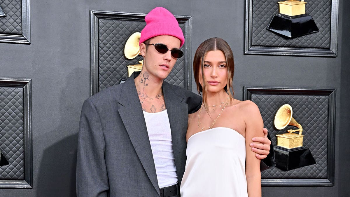 Justin Bieber and Hailey Bieber at the Grammys