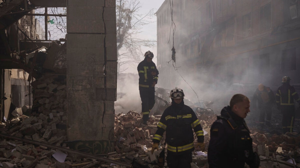 Firefighters work to extinguish multiple fires in Kharkiv