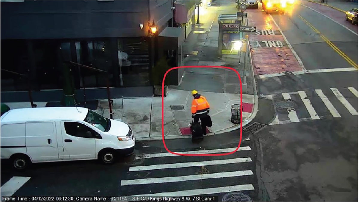 Investigators say this surveillance image shows James leaving his U-Haul rental wearing and carrying gear described by witnesses to the subway attack.