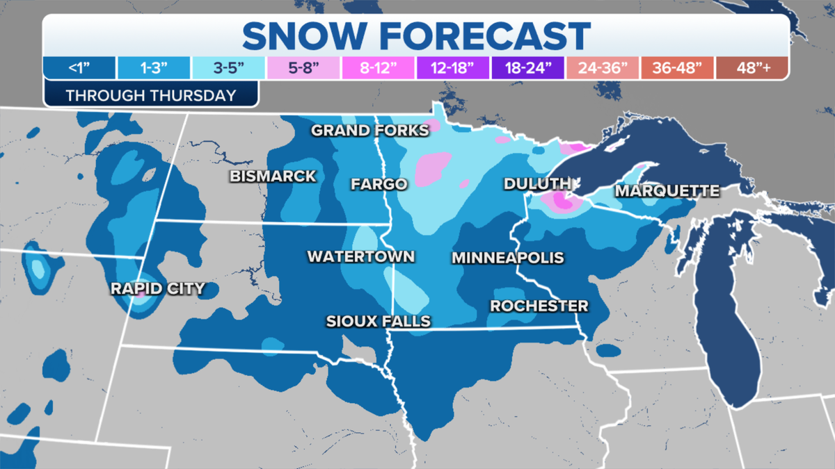 Map of the Midwest's snow forecast
