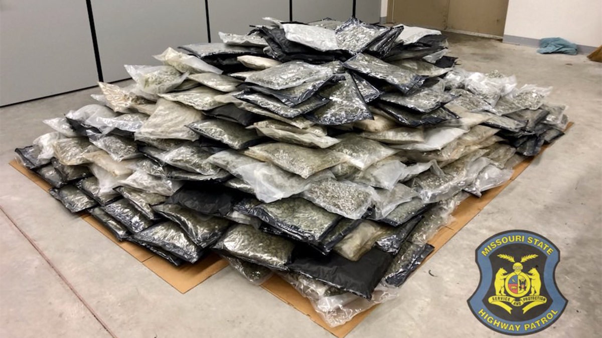 Missouri State Highway Patrol collected 500 pounds of weed scattered on a highway after a crash on April 20, 2022.