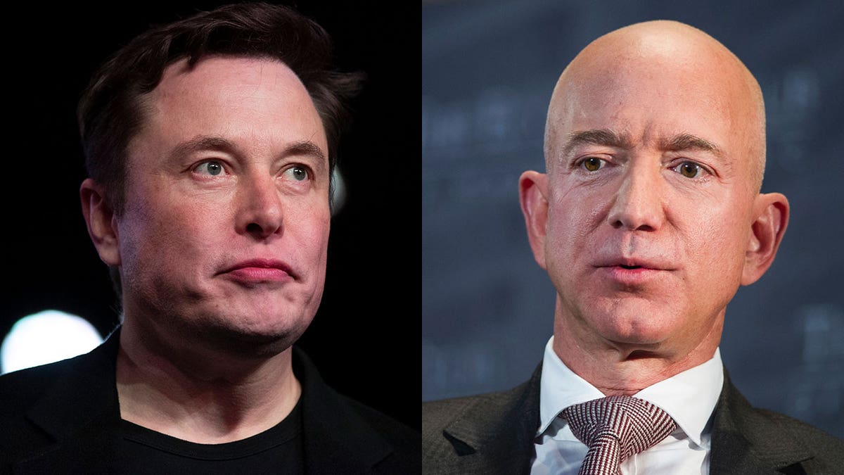 Elon Musk and Jeff Bezos in a photo illustration